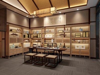 新中式茶叶店3D模型下载